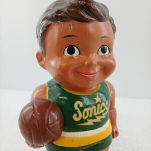 Seattle Sonic Drive-In Ceramic Piggy Bank 1967-68 Boy Mascot Coin Bank 6"